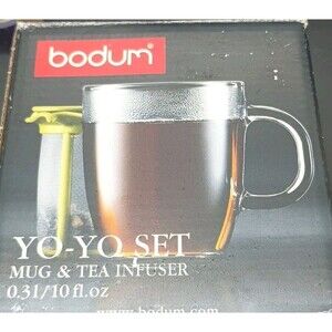 Bodum Yo-yo Set Glass Mug & Tea Infuser Glass Green 10 Oz